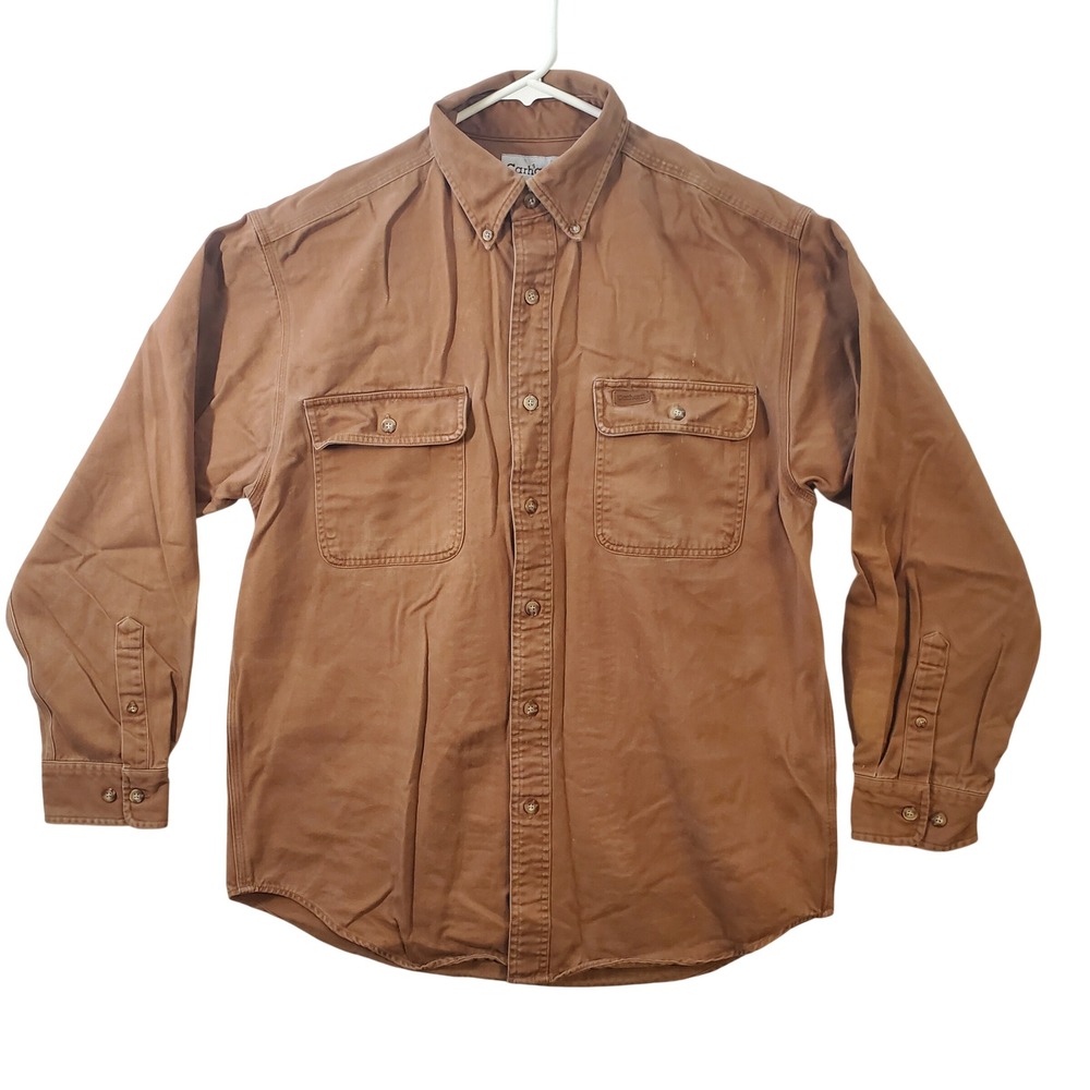 Carhartt Shirt Mens M Brown Canvas Button Down Utility Shirt 
Workwear S09BRN
